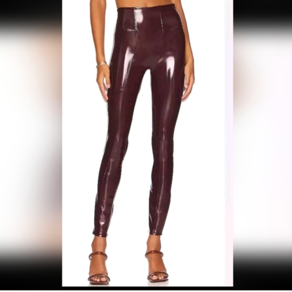 SPANX Burgandy Pleather Leggings M/Long - Picture 3 of 7